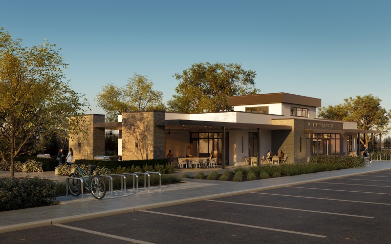 a building with bikes parked outside